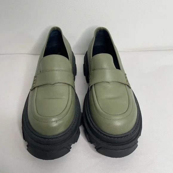 Alohas Trailblazer Leather Loafers Dusty Olive Sz 41 / 10.5 Chunky Platform - Picture 2 of 8